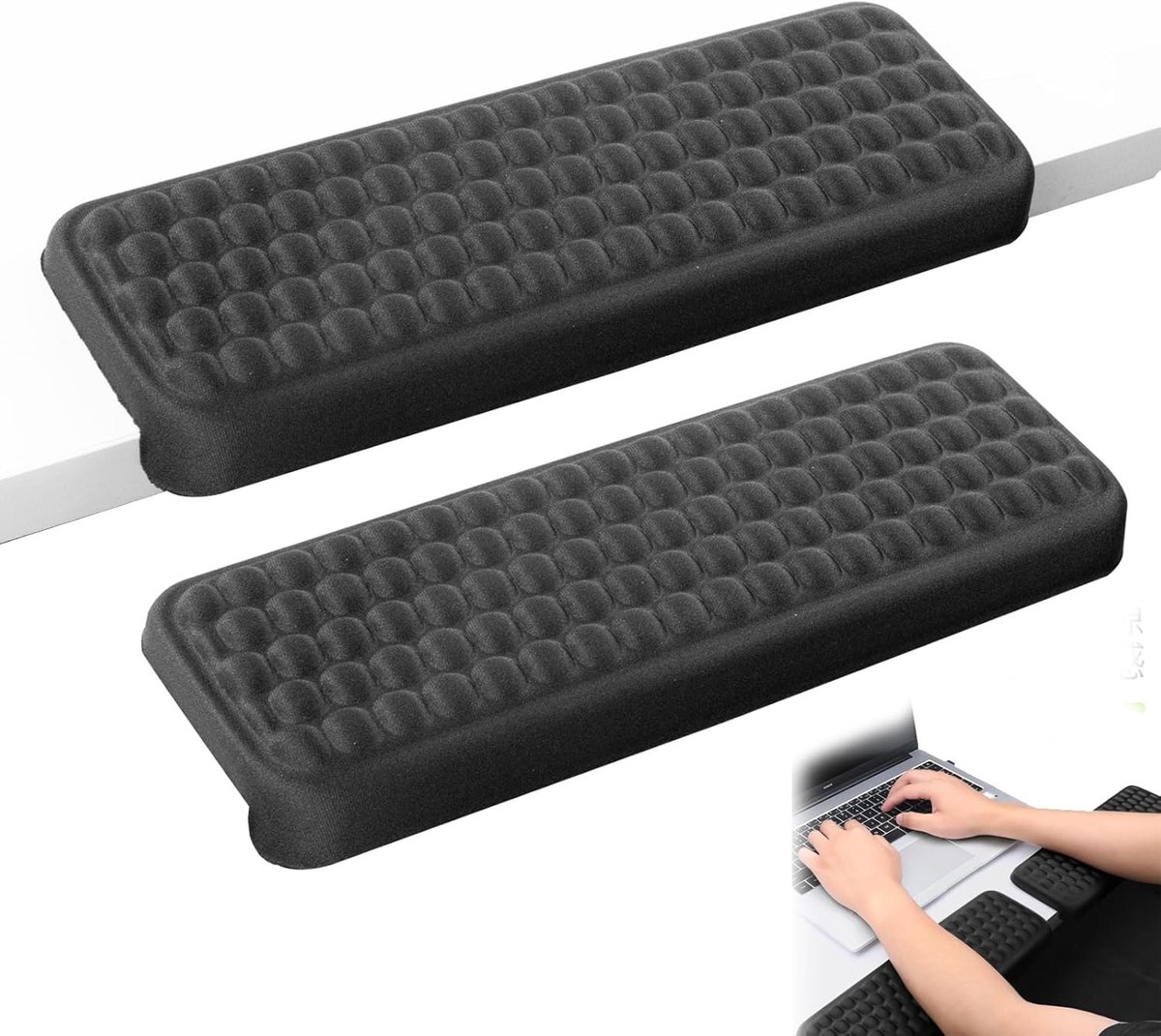 Ergonomische polssteun set voor toetsenbord en bureau, 2-delige L-vormige armsteun met traagschuim en antislip basis