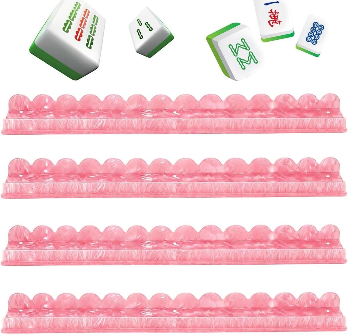 Mahjong Tegelhouders - Mahjong Rekken - Mahjong Spelen - Ergonomische Schuivers - 4 stuks - Roze