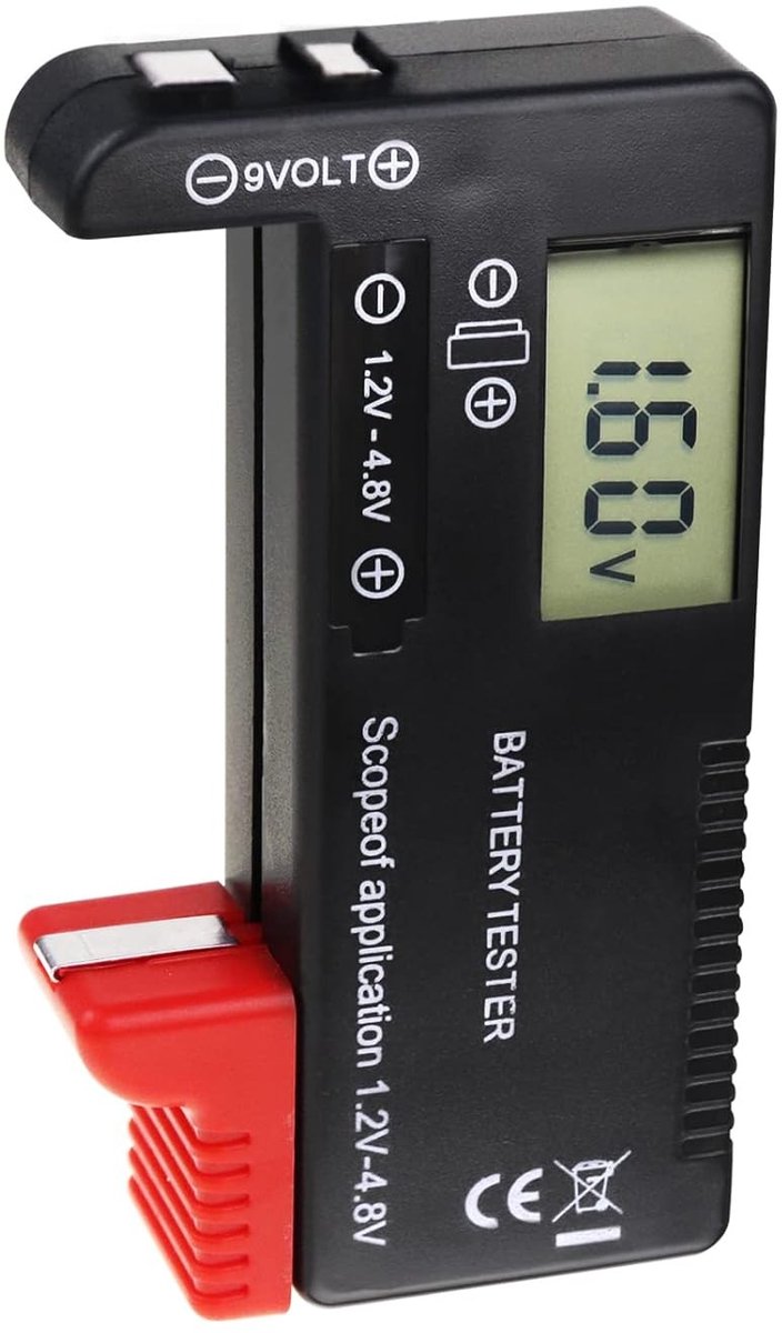 Accu Tester - Digitale - Compact - Universele Batterijtester voor AA/AAA/C/D/9V/Knoopcelbatterijen - Voor Huishoudelijk Gebruik