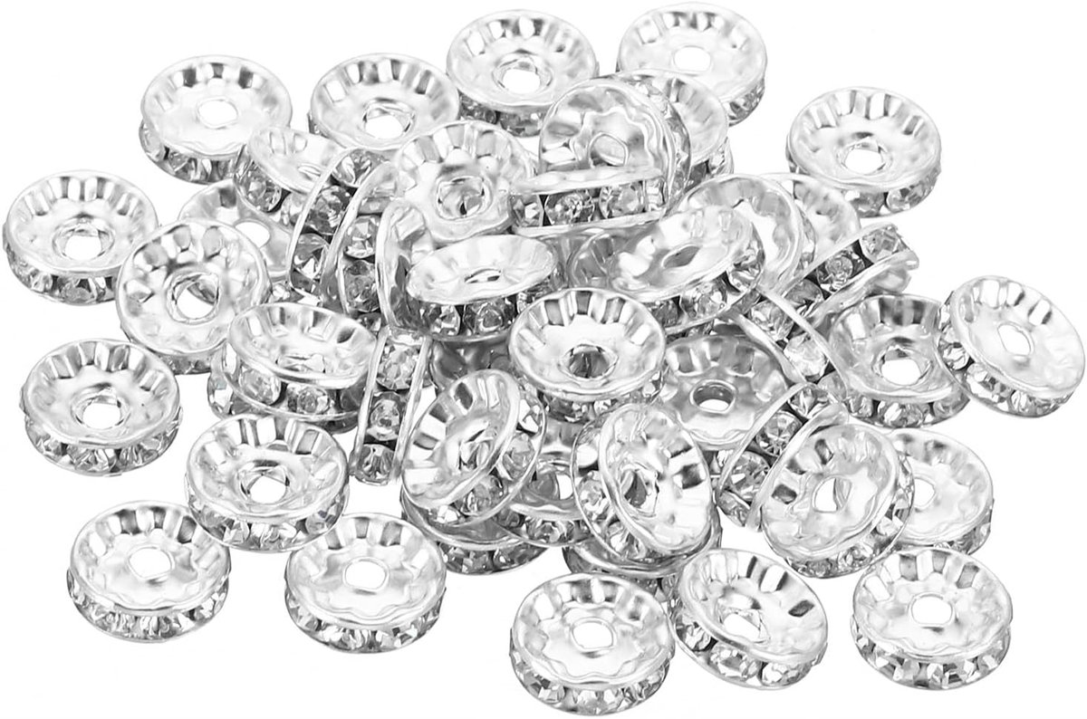 Kralen, 100 stuks afstandhouders rondelle afstandskralen rhinestone