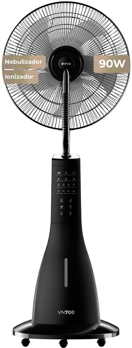 SnelShoppen - EVVO VN700 Ventilator met Watervernevelaar en Standaard, Krachtige Ventilator met Waternevel, 3 Intelligente Modi, Instelbare Snelheid,