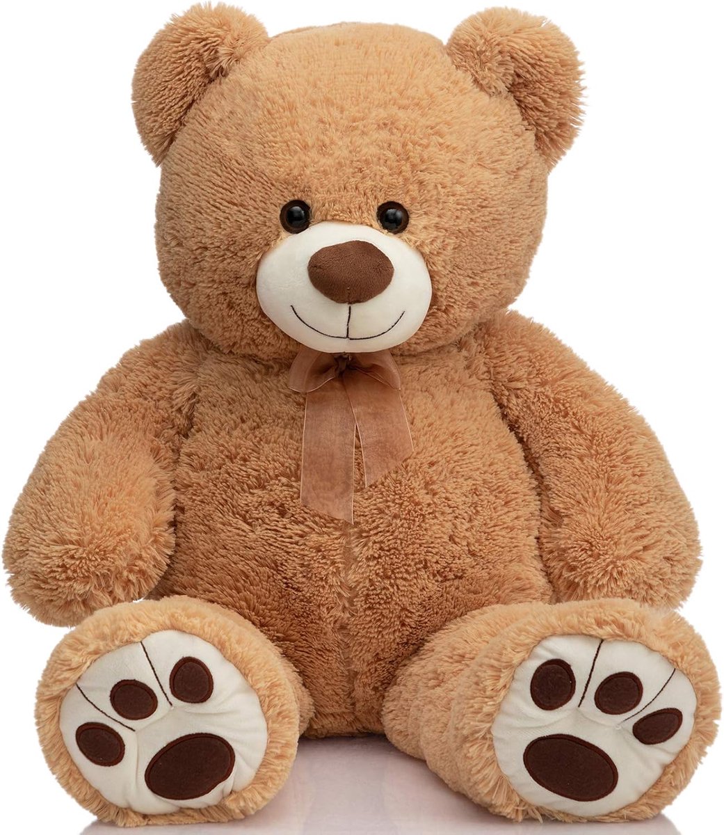 90 cm teddybeer knuffeldier met poten, pluche dier, groot liefdescadeau, knuffeldier voor vriendin kinderen, lichtbruin