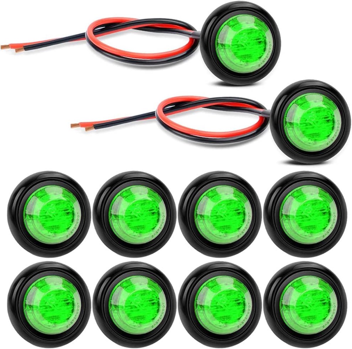 10Stuks 12V Ronde Clearance LED Voor Achter Zij Indicator Kogel Markeringslicht (Groen)