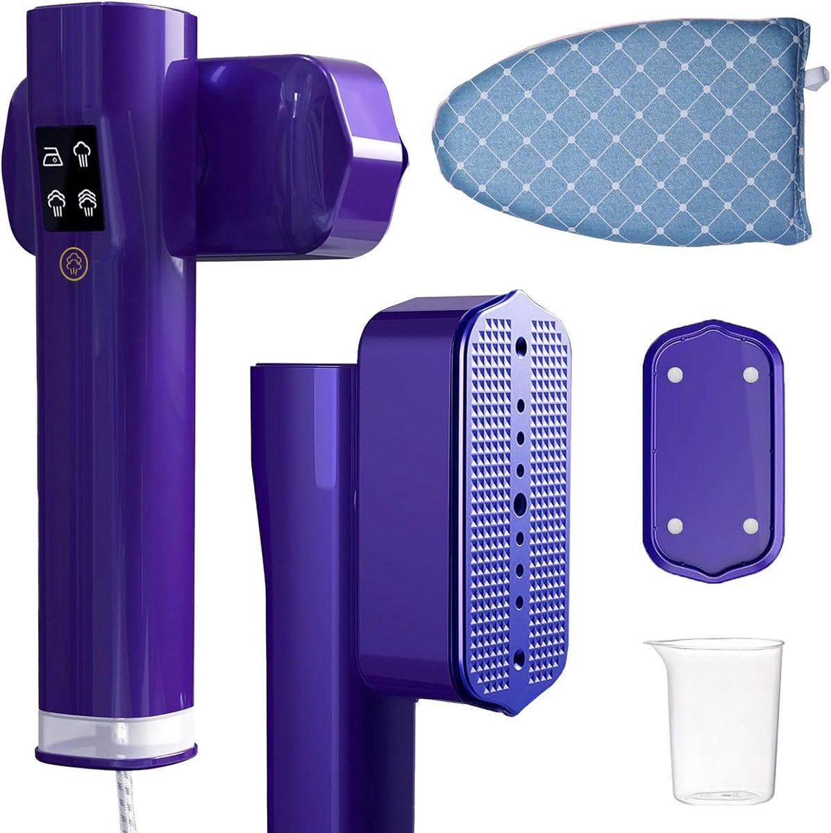 2-in-1 kledingstomer en handstrijkijzer met led-display, draagbare stomer, 1200 W, 4 strijkmodi, 360° anti-lek-technologie, reisstrijkijzer voor kleding, thuis en onderweg
