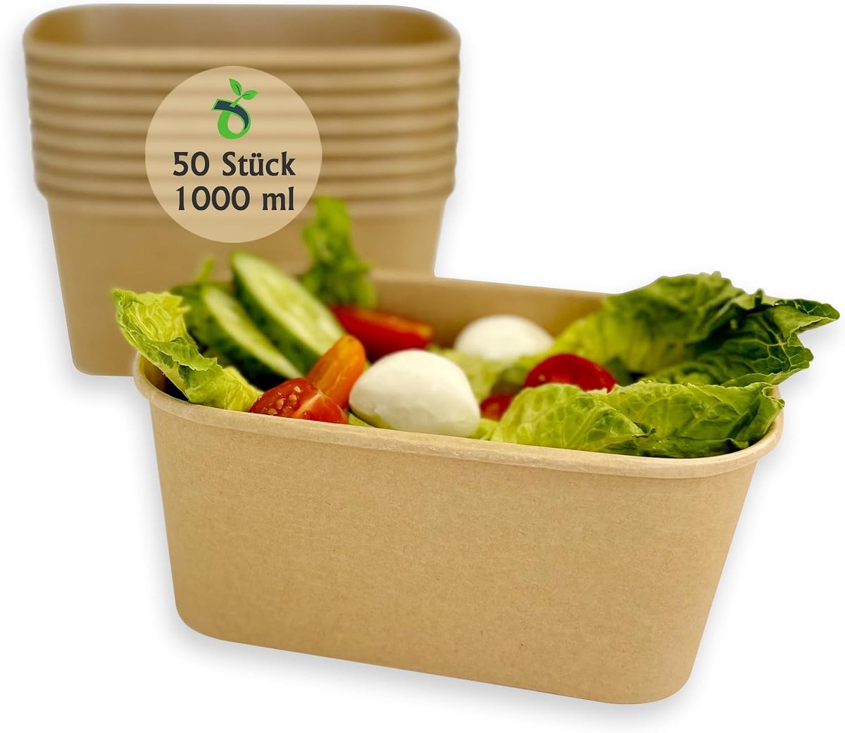 Saladekommen 50 stuks 1000 ml Wegwerp kartonnen voedselcontainers