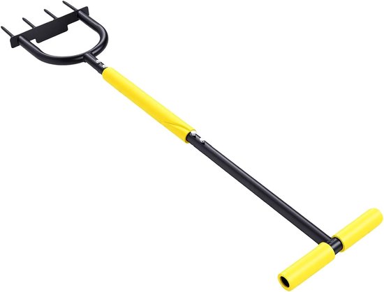 Gazonbeluchter Tool - Grasbeluchter Bodemluchter - Gazon Onderhoud - 4 Diepe Metalen Spikes - 38 inch Lengte - Zwart — afbeelding 4