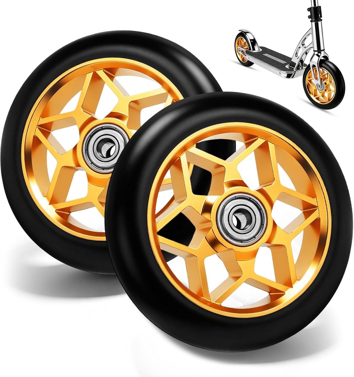 2 stuks 110 mm Scooter Wielen, Abec-9 kogellager 88A aluminium
