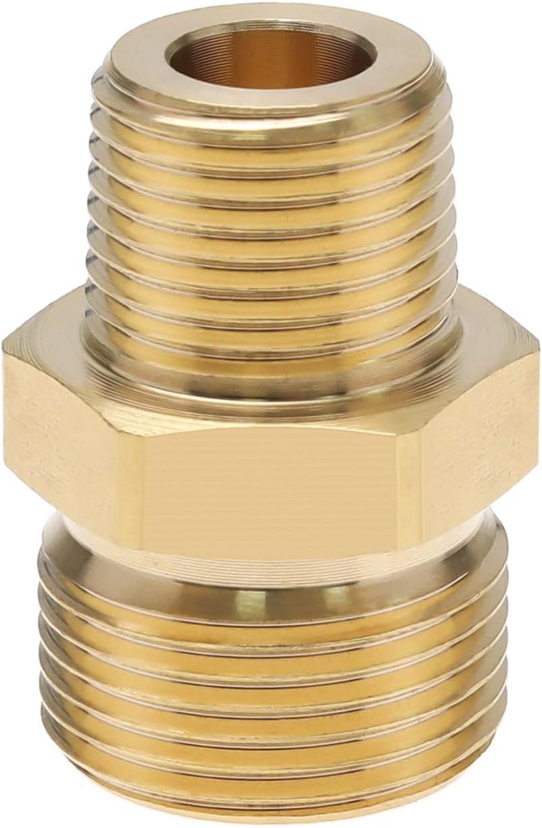 SnelShoppen - Messing Drukreiniger Koppeling 3/8 Inch NPT Mannelijk naar M22 14mm Mannelijk Adapter Fitting 4500 PSI Externe Draad Drukreiniger Slang