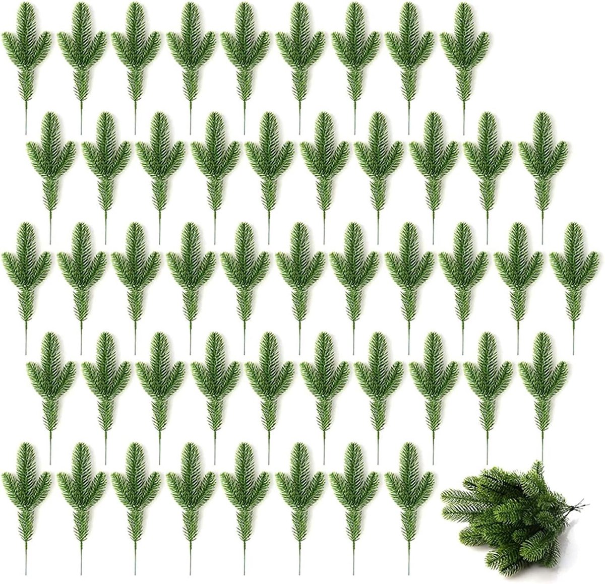 50 Stuks Kunstmatige Pine Takken - Nep Groen Naald Garland Voor Kerst Vakantie Home Decor