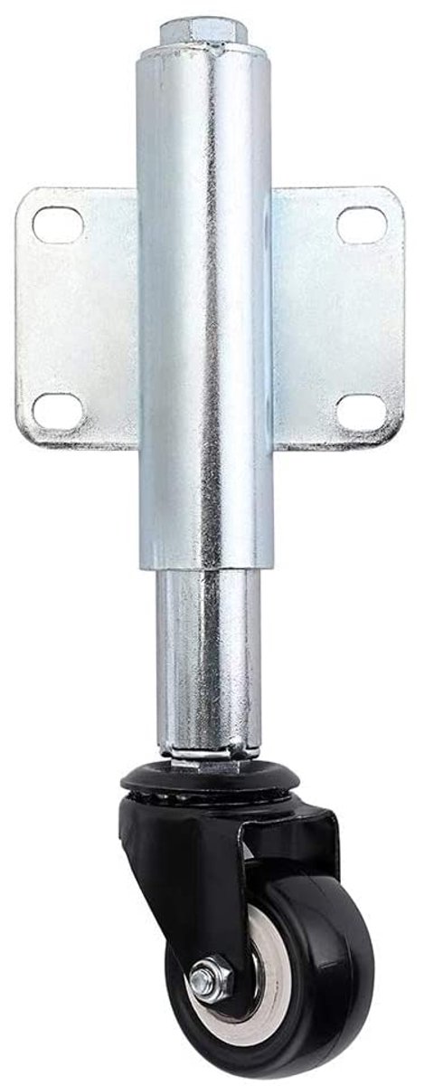 Zwenkwieltje, geveerde zwenkrol, geveerd, steunrol 6 cm voor tuinpoorten, tuinhekken, carrouseldeuren, schuifdeuren
