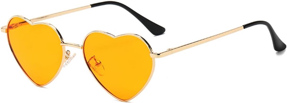 hartvormige zonnebril dames heren hippiebril vintage liefde zonnebril voor festival party goud metalen frame met UV400