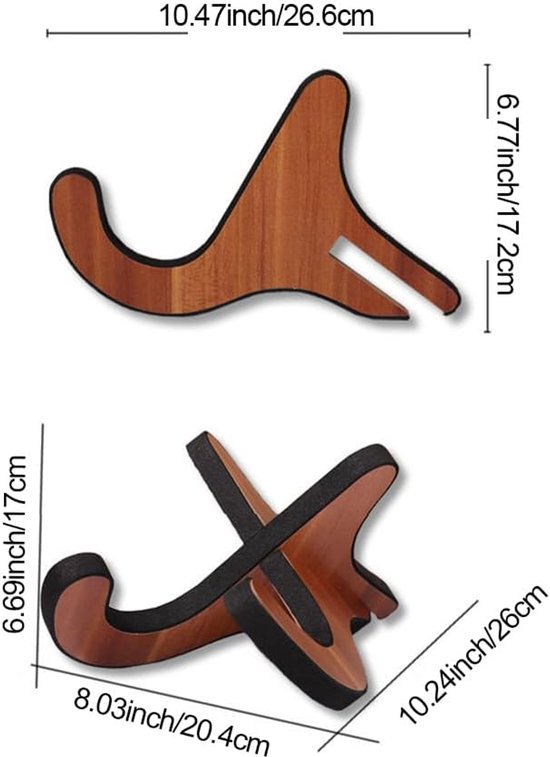 Ukulele Statief - Opvouwbare houten instrumentenstandaard met — afbeelding 5