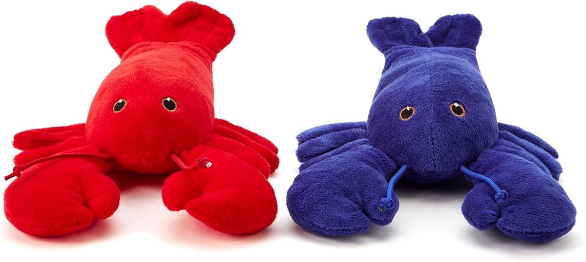 Co Zachte knuffelige pluche dierenset voor kinderen, perfecte zachte knuffelige speelmetgezel voor kinderen (23 cm), kreeft rood + blauwe kreeft set