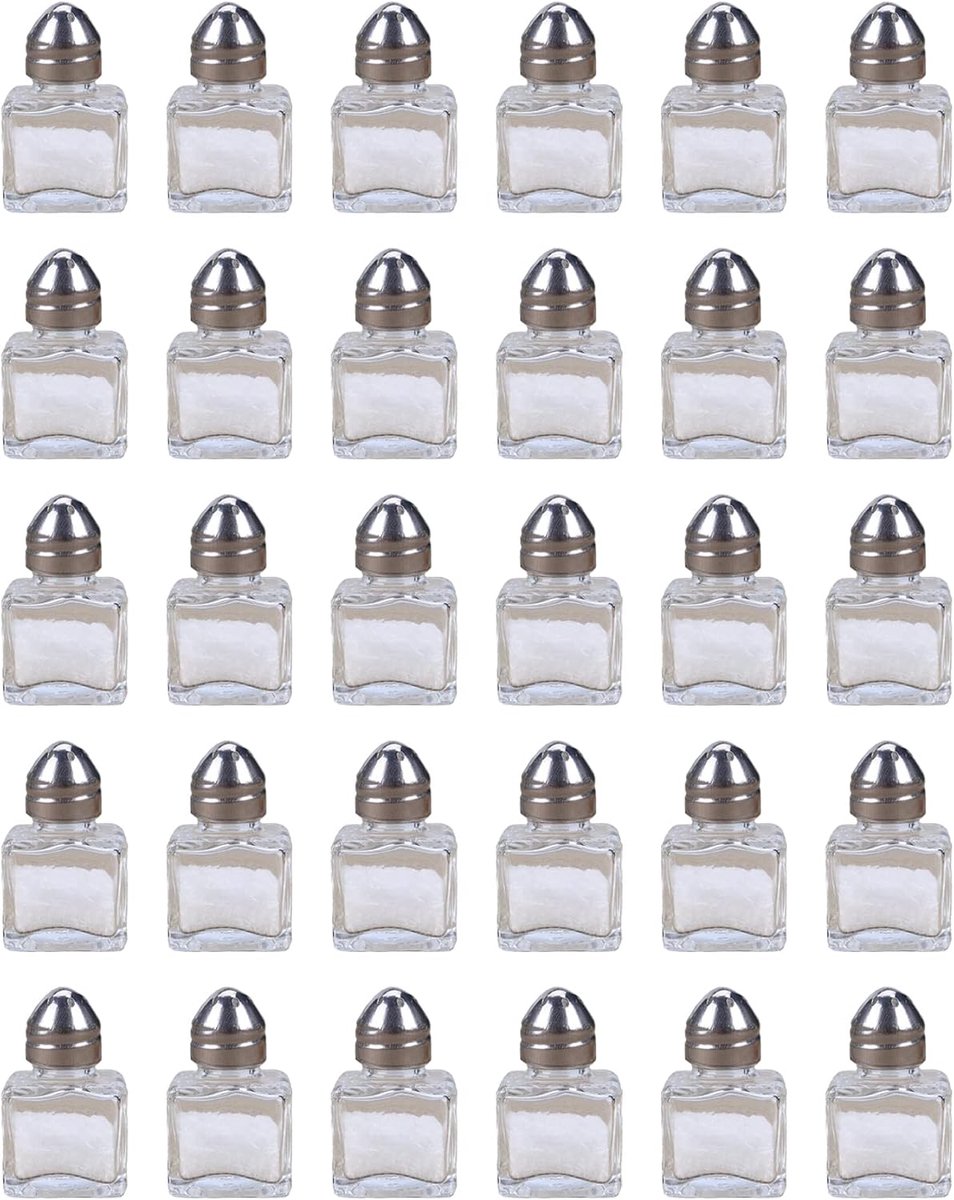 Set van 30 mini-zoutshakers, kleine zoutpeper glazen shaker met