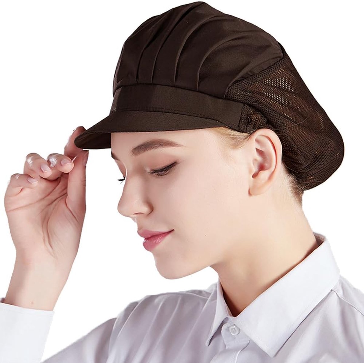 unisex 5-delige koksmuts elastische mesh ademende stofkap werkmuts