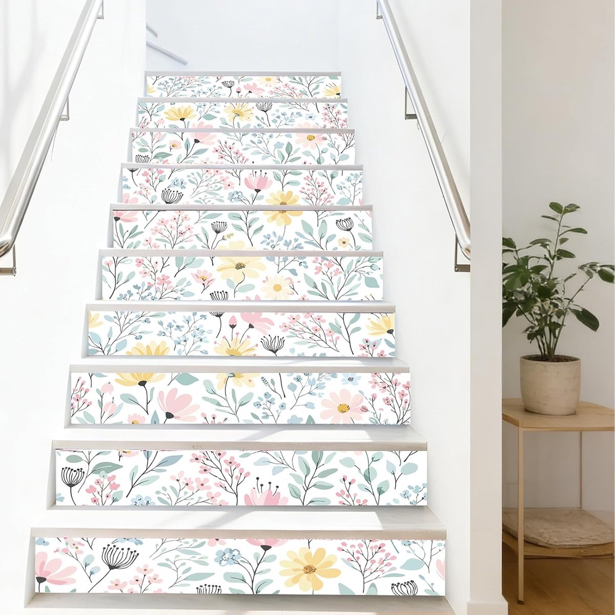 Zelfklevende trapstickers met bloemen en plantenmotieven, creatieve
