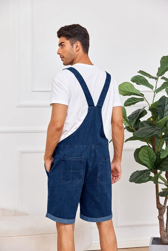 Denim overall voor heren, shorts, zomer, werkkleding, verstelbare jumpsuit, casual jeans, korte romper, losse pasvorm — afbeelding 4