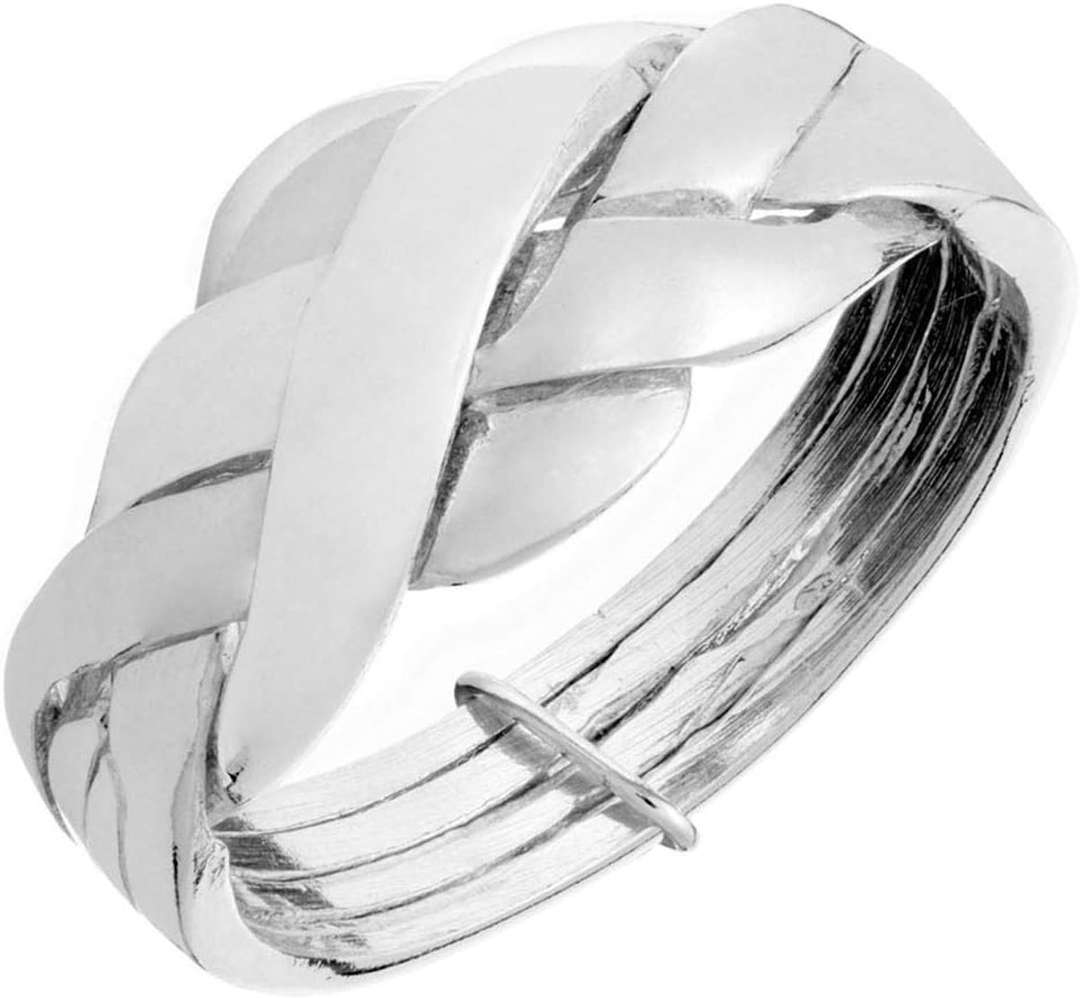 Vrouwen .925 Sterling Zilver Gevlochten Geweven Multi-Band Puzzelring