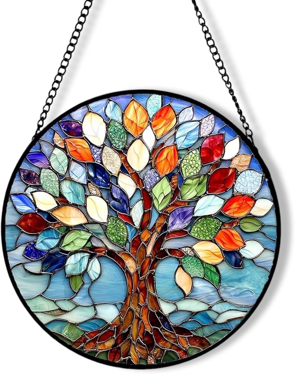 SnelShoppen - Acryl Boom des Levens 24 cm Raamdecoratie Hangend Transparant Raamdecoratie voor Binnen Keuken Indoor
