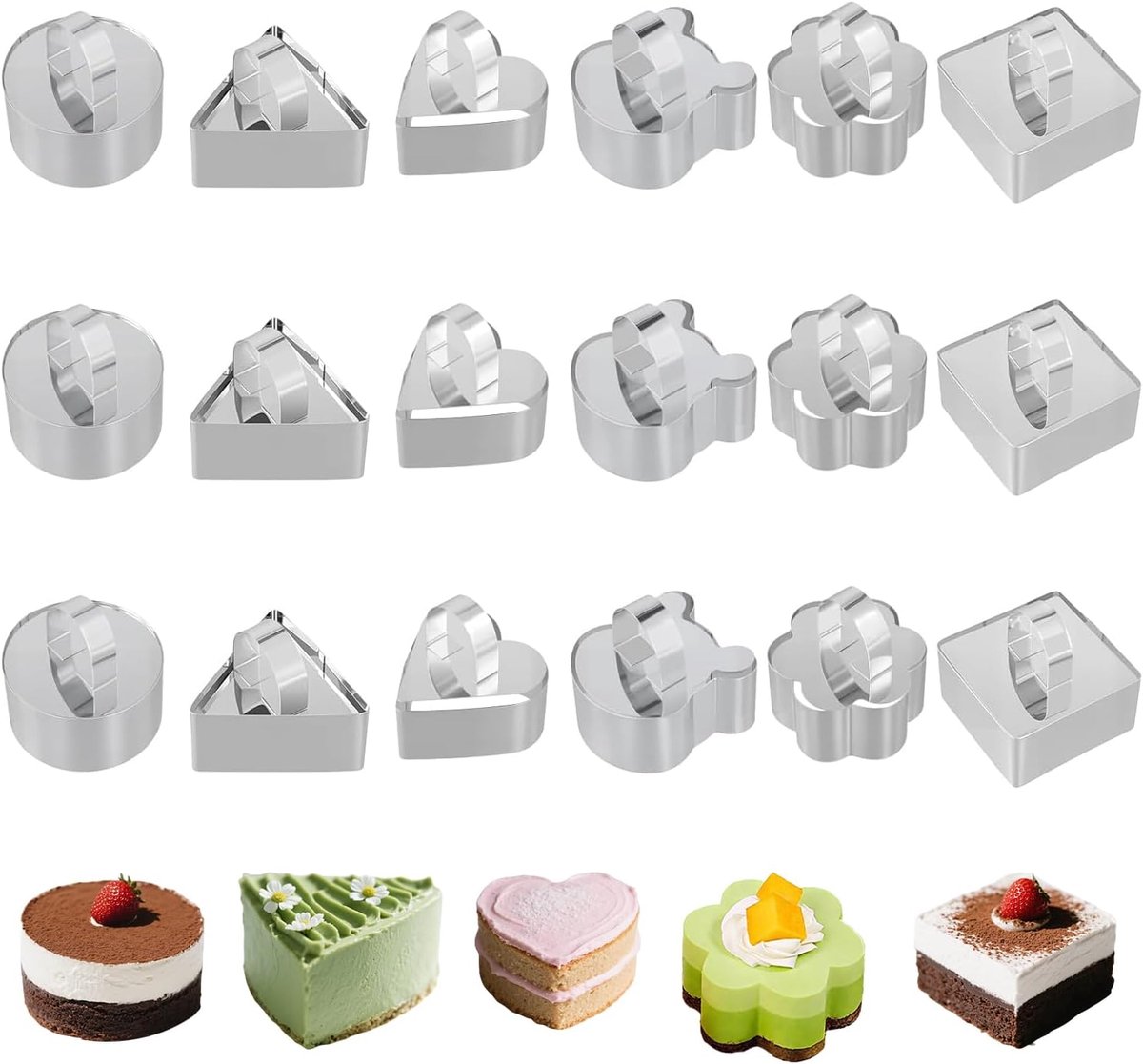 Set van 18 dessertringen, 4 cm hoog, kleine roestvrijstalen bakringen, ronde voedselringen mousseringen dessertringen met stempel, kleine taartring cakevormen voor doe-het-zelf desserts gebak
