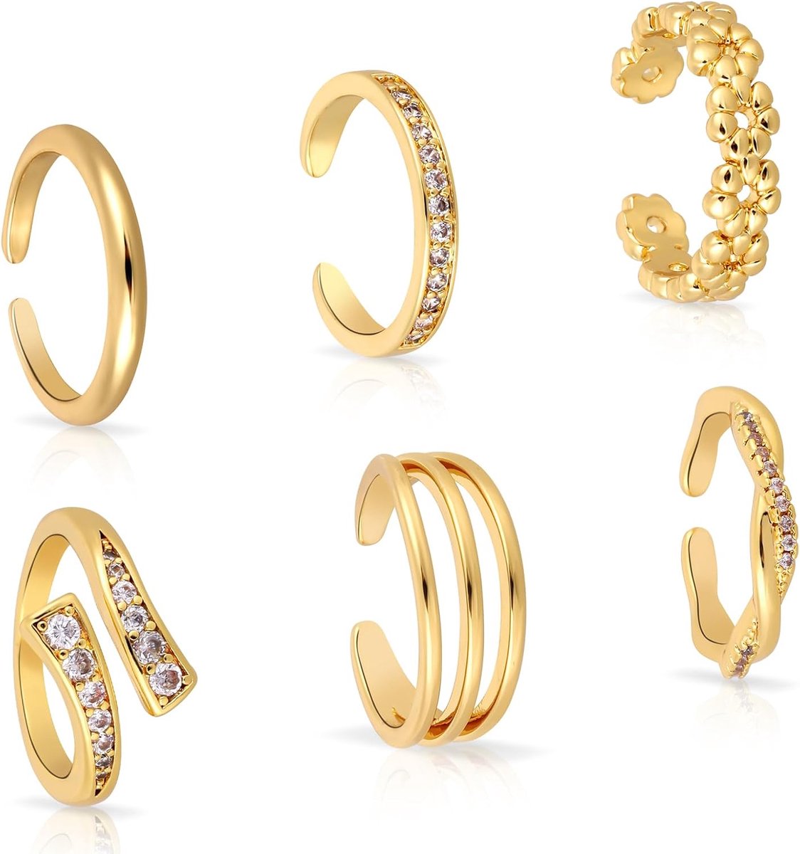Ringen, 6 Stijlen Open Verstelbare Teenringset Bloem Eenvoudig Gedraaid Drie Ronden Elegante Voetsieraden Accessoires voor Vrouwen Zomer Strand Feest