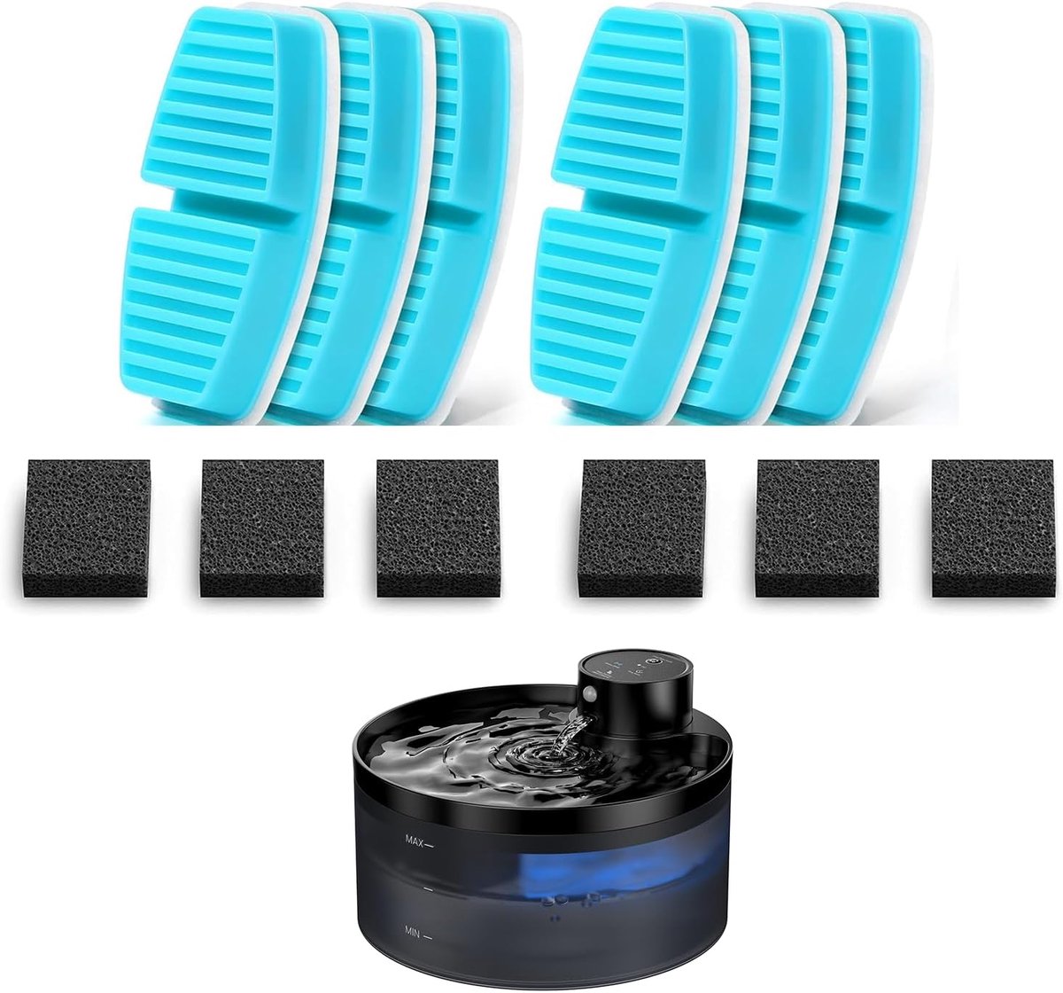 12 Katwaterfonteinfilters: Katfonteinfilter - 6 actieve koolfilters +
