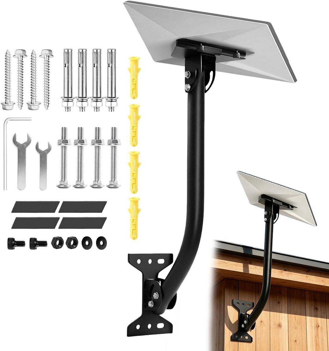 Antenne Montagepaal - Flexibele Hoekhouder - Signaal Ontvangst - Windbestendige Arm - 43 cm - Zwart