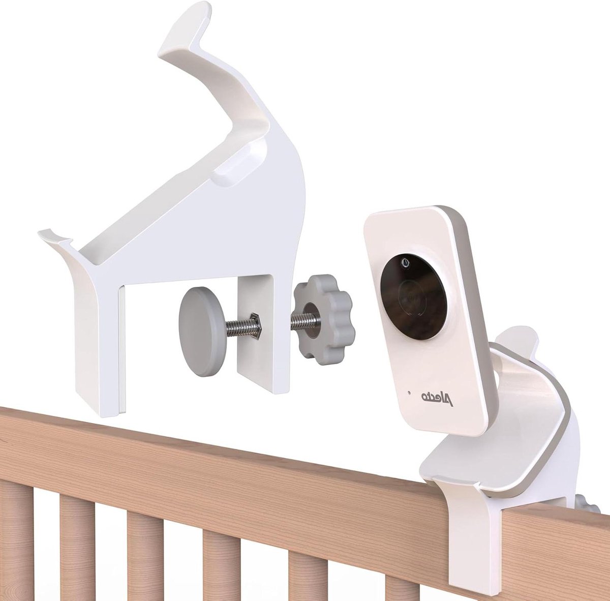Babyfoon Houder - Bedrand Bevestiging - Babykamer Inrichting - Gereedschapsloze Montage - 10-42 mm - Wit