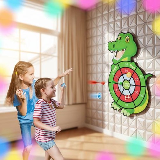 Dinosaurus dartbord kinderspel - Opvouwbaar dartbord met 12 kleverige ballen en 8 zelfklevende darts - Binnen en buiten - Cadeau voor kinderen — afbeelding 5