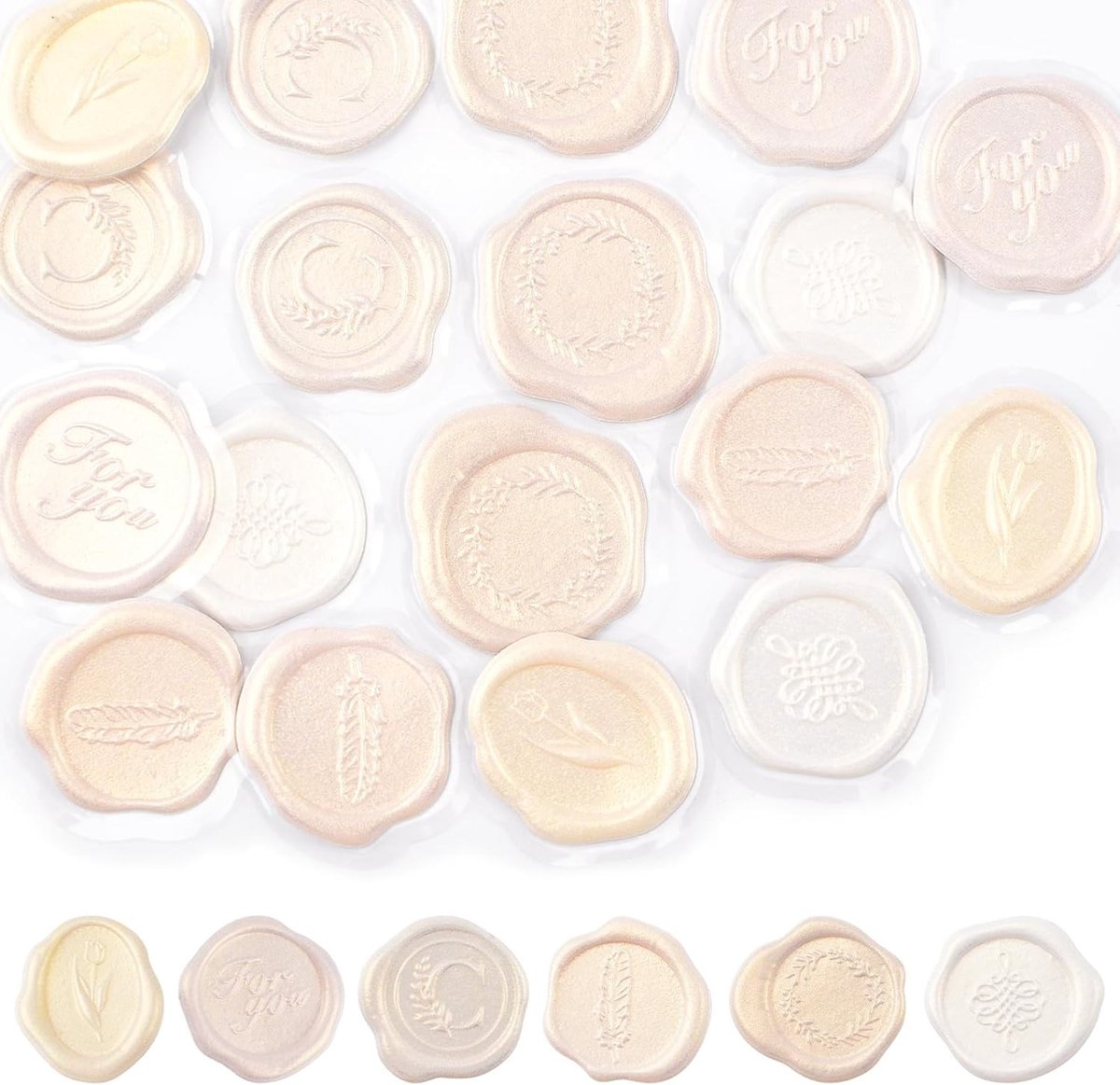 54 Stuks Hechting Waszegels Soft Foam Beige Vintage Scrapbooking Verzegelen Enveloppen Kaarten Cadeauverpakking DIY Decoratie Bruiloft Feest