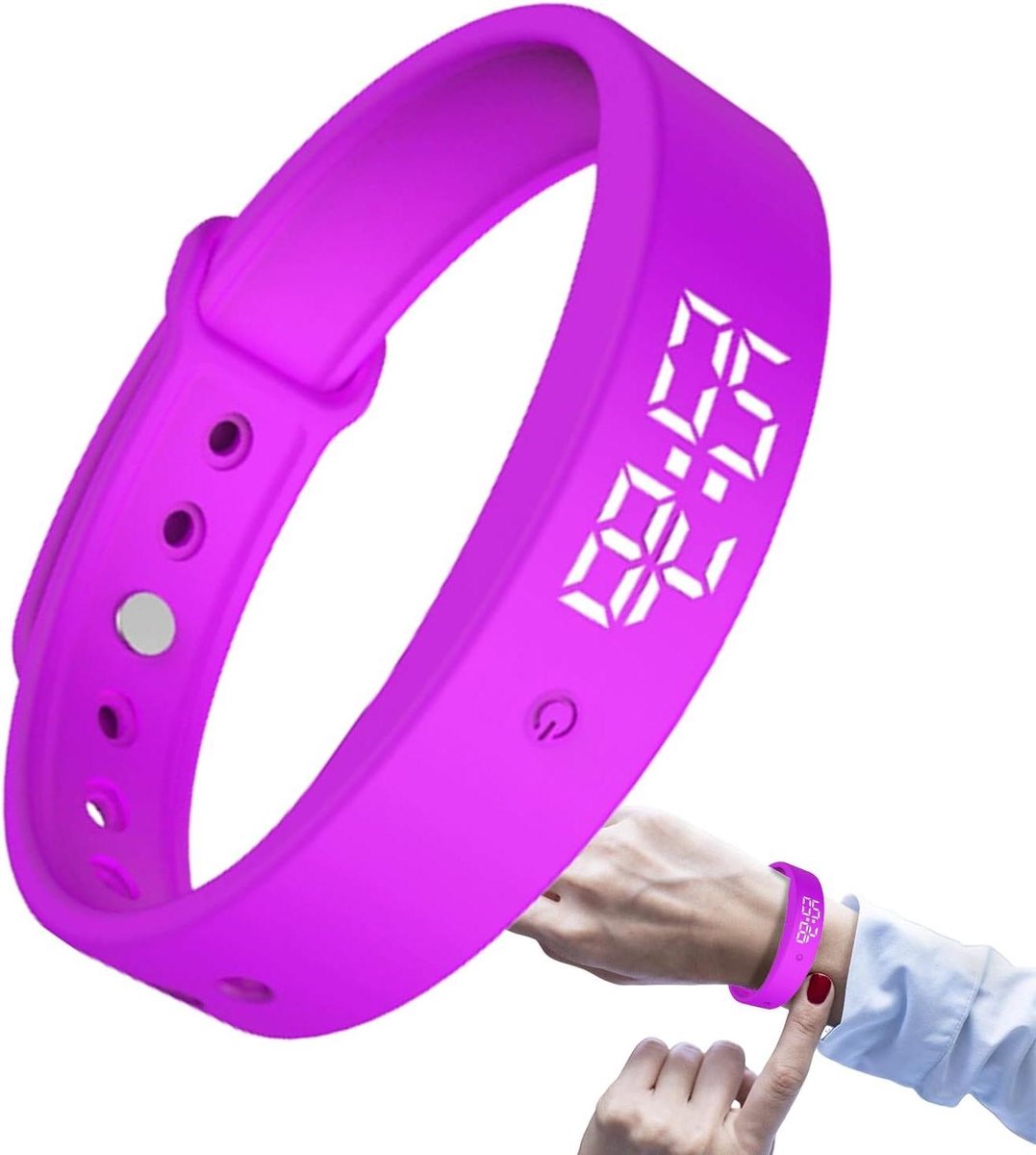 Vibrerende Alarm Polsband - Stille Wekker Horloge - Discreet Wakker Worden - 3 Trillingsalarmen - Niet Gespecificeerd - Paars