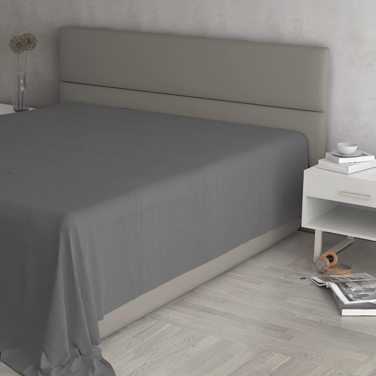 SnelShoppen - Fitted Sheet Donkergrijs Maxi Double Bed 270 x 300 cm 100% Katoen Machinewasbaar Geschikt voor Iedereen en Elke Gelegenheid