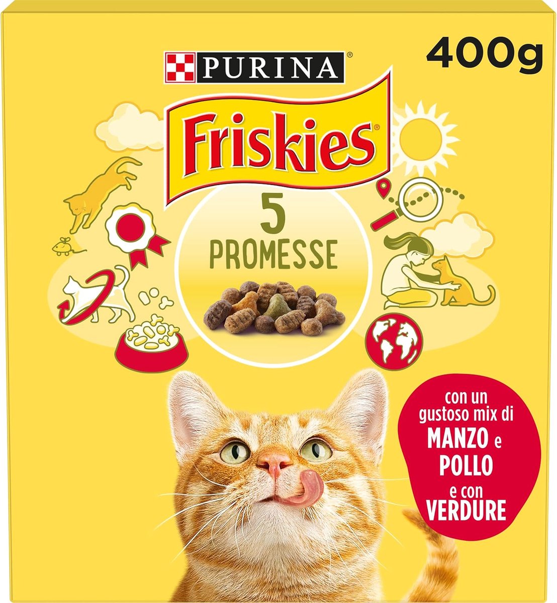 SnelShoppen - Droogvoer voor Volwassen Katten met Rundvlees, Kip en Groenten - 20 Pakketten van 400 g - Compleet en Gebalanceerd Voedsel voor Gezonde