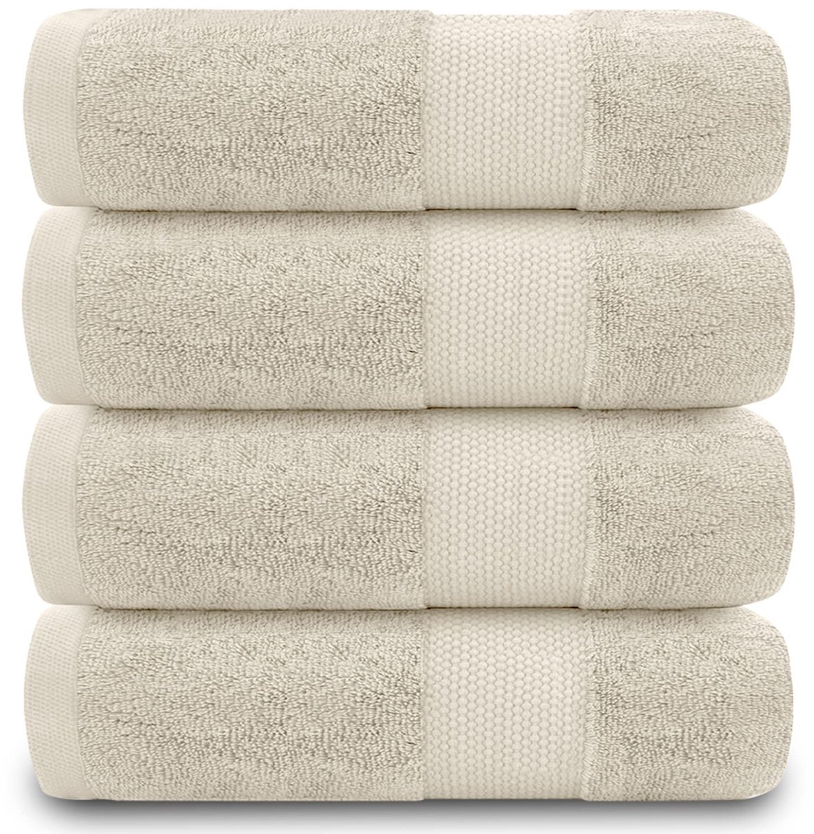 SnelShoppen - Handdoeken set van 4 - 700 g/m² Egyptische katoenen handdoeken - Luxe hotelkwaliteit - Crème kleur - 50 x 85 cm - Machinewasbaar voor ba