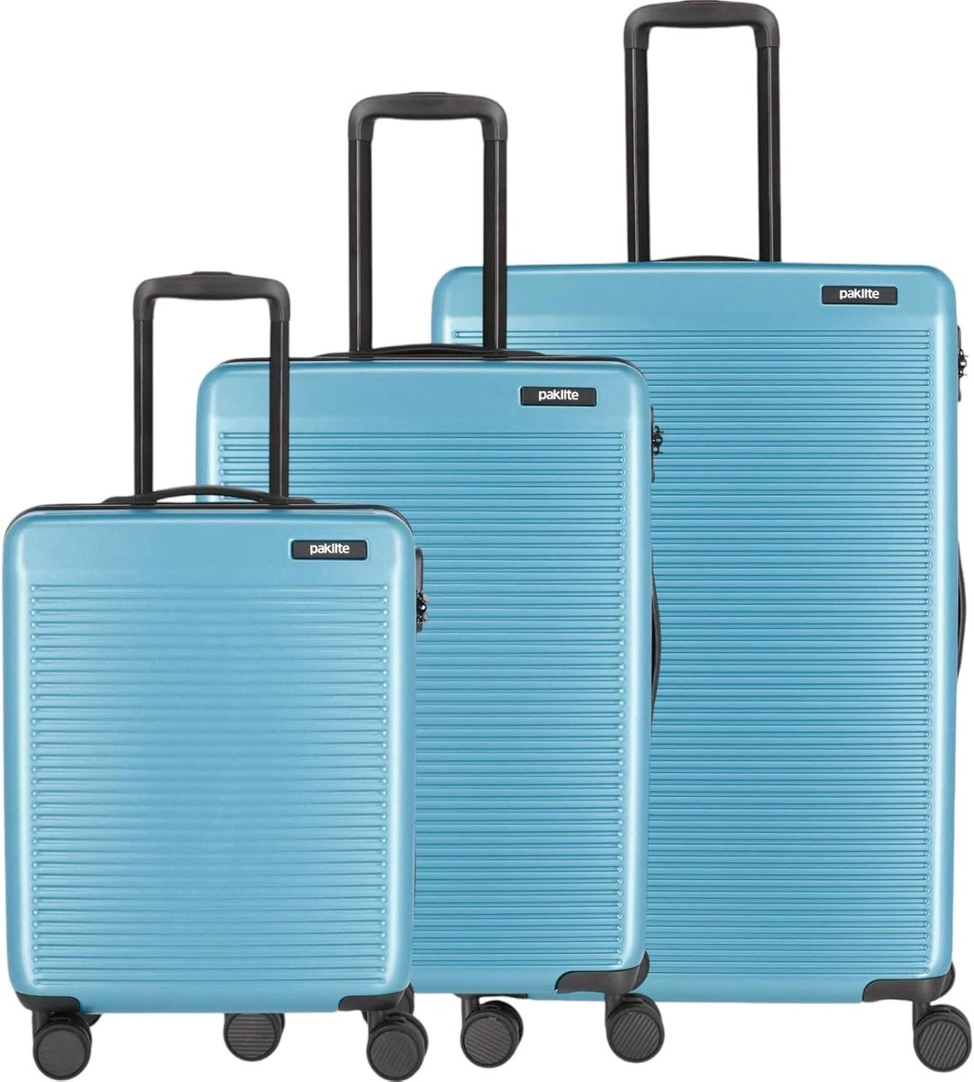 SnelShoppen - Luxe Koffer Set 3-delig, IJsblauw, 4 Wielen, Vergrendelbare Handgreep, Ideaal voor Vakantie en Reizen, Ruimtebesparend, Lichtgewicht, 77