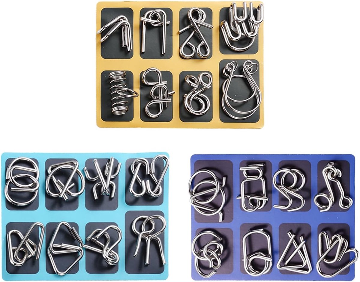 Creatieve 3D Metaal Puzzel Spellen - 24 Stuks Brainteaser, IQ Spellen en Denkvaardigheden voor Volwassenen en Kinderen