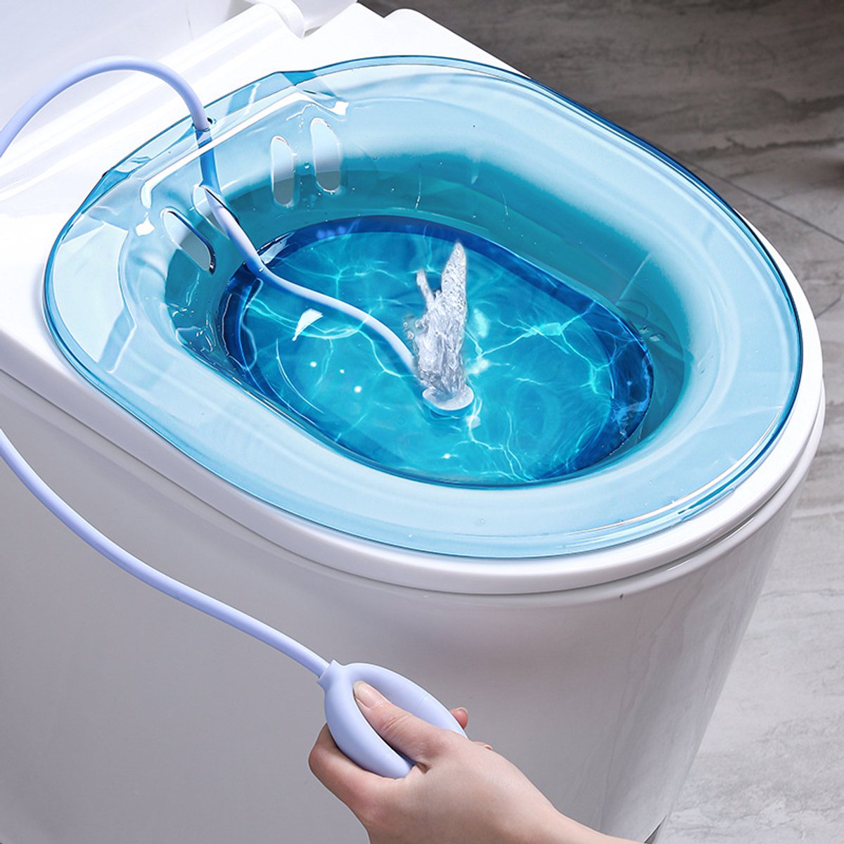 Zitbad - Toiletpot - Zitbad voor zwangere vrouwen - Kraamzorg - Geschikt voor toiletbrillen - Blauw - 35,5*38*9,5 cm - 2000 ml