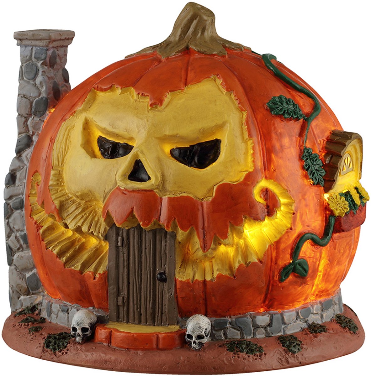 Spooky Town - Pumpkin Skull House - Met Licht