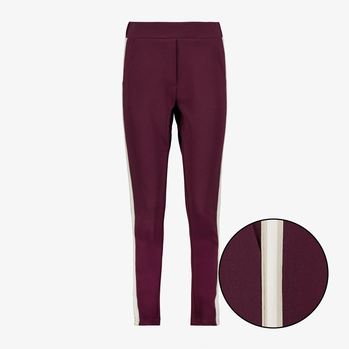 TwoDay dames broek met biezen bordeaux wit - Maat M
