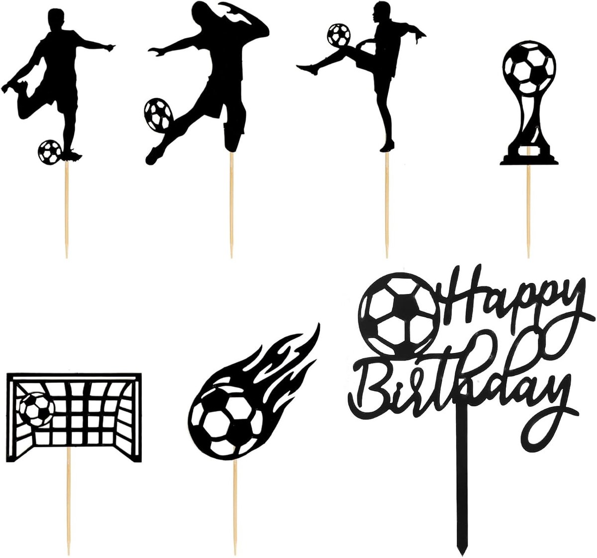 24 Stuks Voetbal Taartdecoraties met Vlaggen voor Verjaardagsfeestjes en Themafeesten - Perfect voor Voetbaltaarten en Feestdecoraties