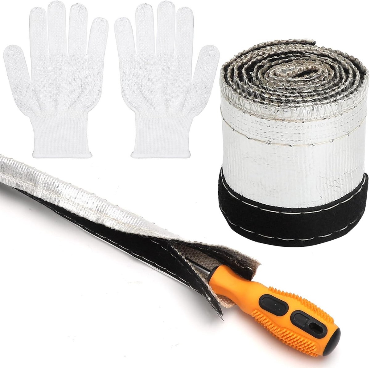 Aluminium titanium hittebestendige slang van 1 m met handschoenen, isolerende hoes en kabelbescherming voor optimale veiligheid en bescherming