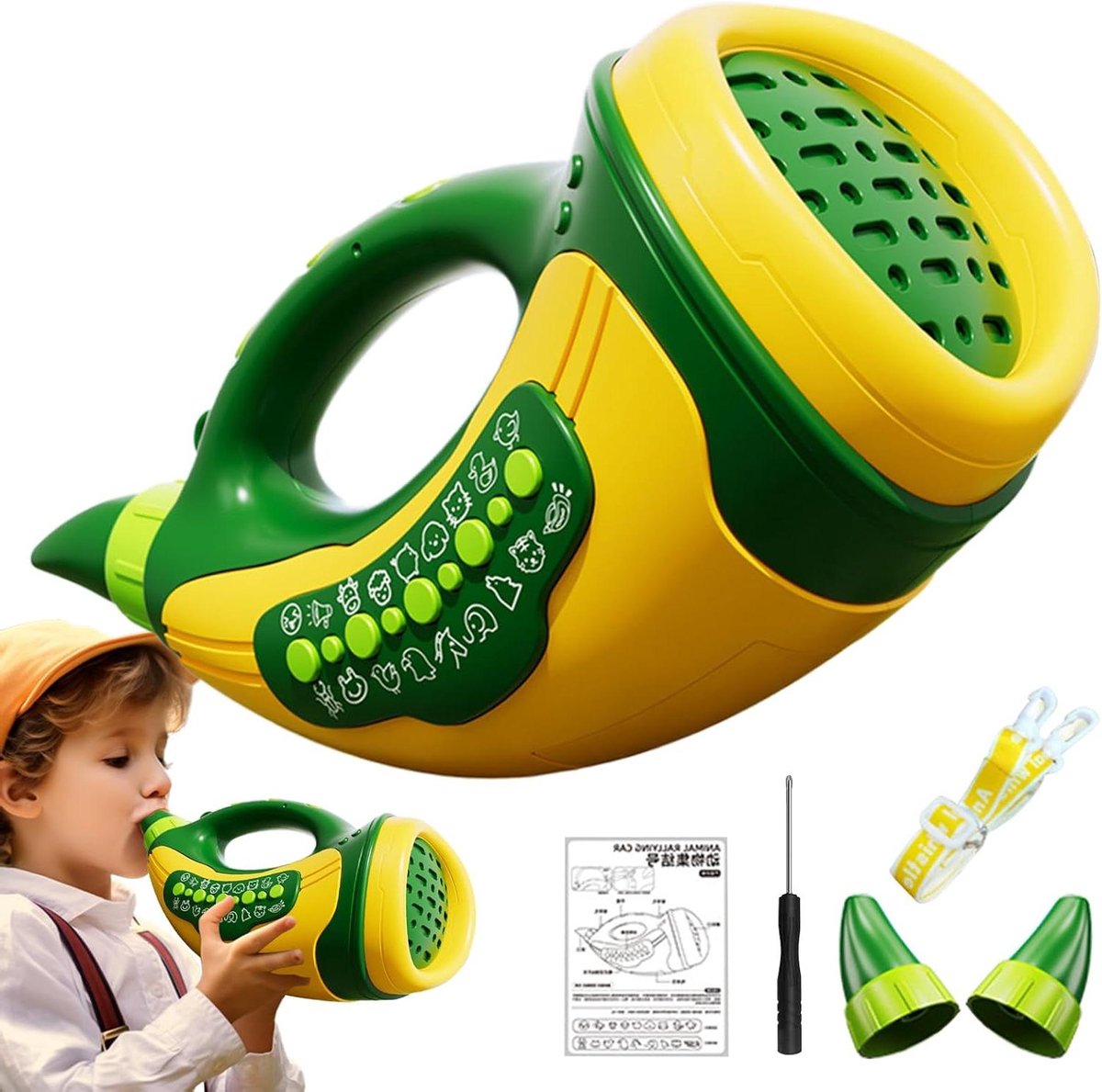 Speelgoed Trompet - Muziek Hoorn - Longcapaciteit Training - Realistische Dierengeluiden - 192 x 135 x 96 cm - Groen