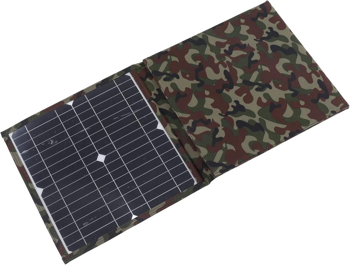 Opvouwbaar Zonnepaneel - Draagbare Zonneoplader - Energie Opwekken - Monokristallijn Silicium - 36W 18V - Camo