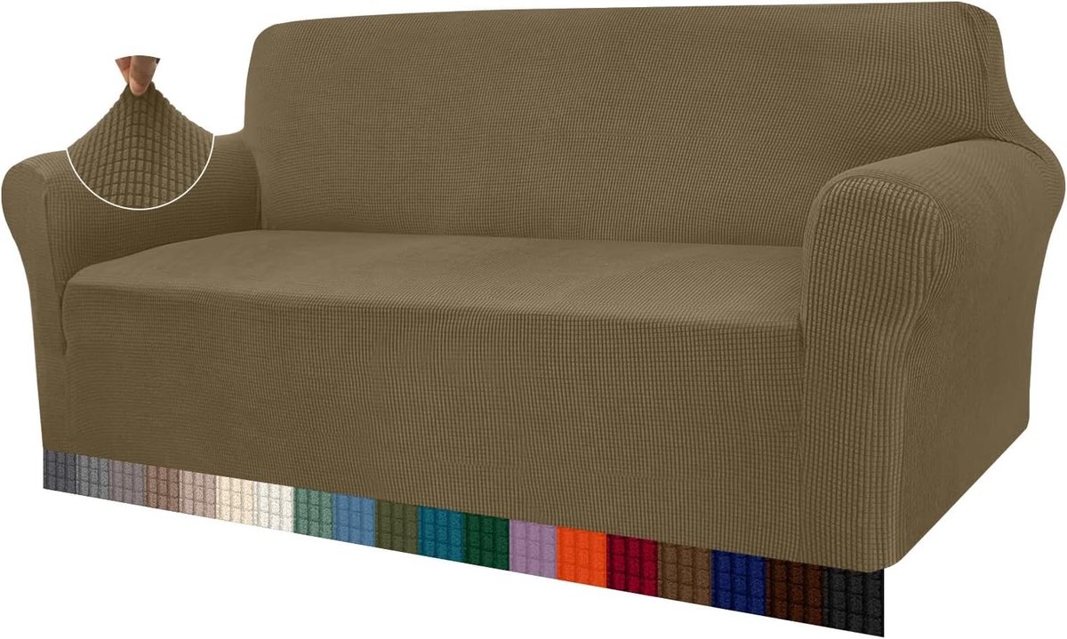 Moderne Hoofdkussenhoes voor Bank - Jacquard Stretch Sofa Bescherming voor Huisdieren (3 Zits, Khaki Groen)