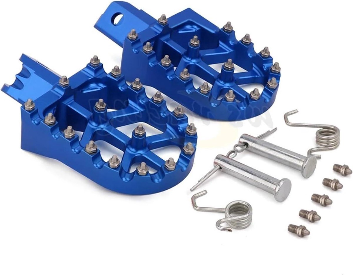 Motorfiets Voetsteunen - Voetsteun Pedaal - Rijden Ontlasten - Gehard Stalen Tanden - Universele Pasvorm - Blauw