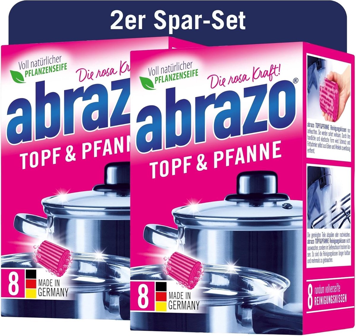 SnelShoppen - 16 Schoonmaak Pads voor Pannen en Keuken | 2 x 8 Stuks Afwas Spons met Vegan Plantaardige Zeep, Keuken Spons, Schoonmaak Spons, Antibact