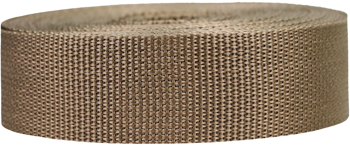 SnelShoppen - Lichtgewicht spanband 3,8 cm x 9,1 meter, polypropyleen omsnoeringsband, sterk en duurzaam, lichtbruin, ideaal voor outdoor, doe-het-zel