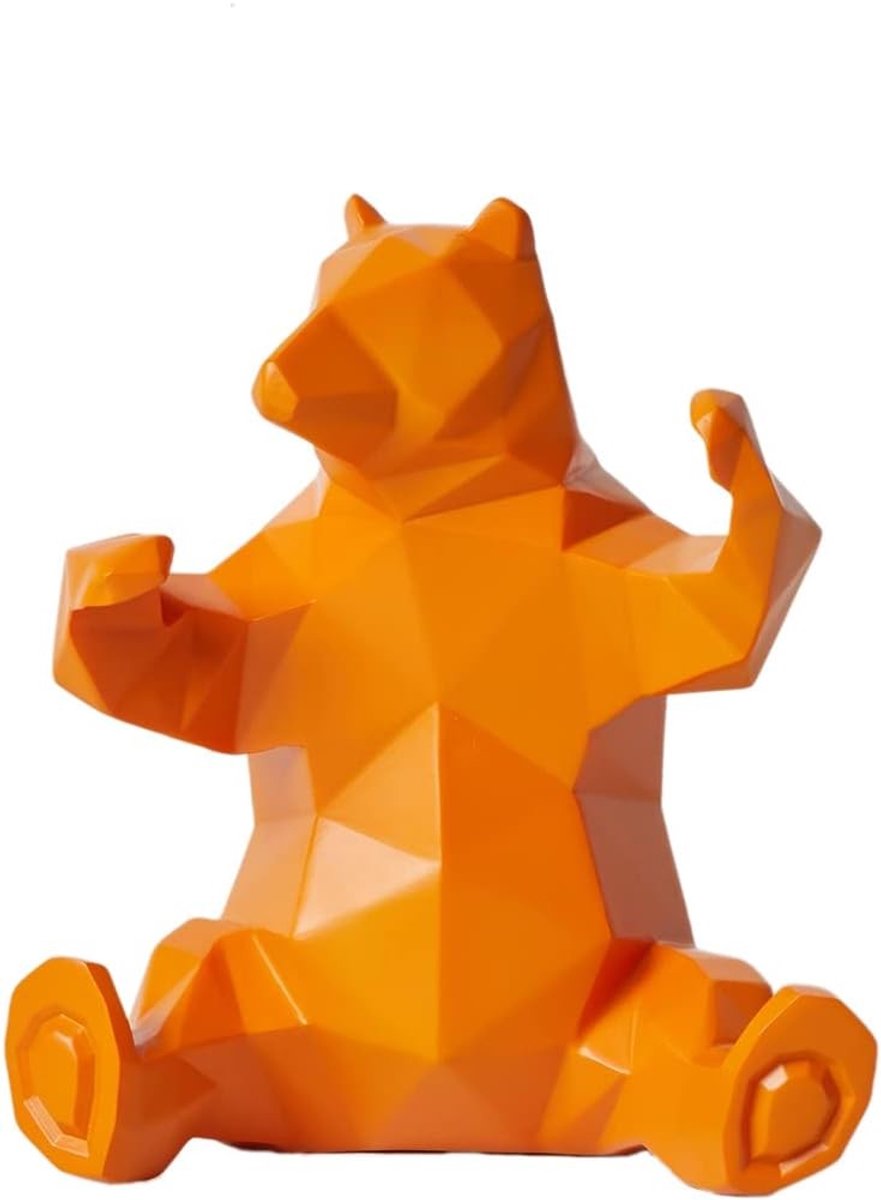 Beeld Beer Kunst - Decoratie Figuur - Woonkamer Decoratie - Handgemaakte Unieke Look - 23 cm Hoog - Geel