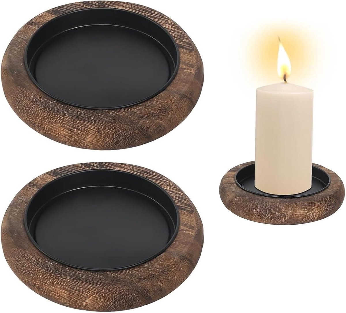 Kaarsenbord 10 cm - Houten kaarsenplateau - Rond - Perfect voor stompkaarsen en decoratie - ShopVlot