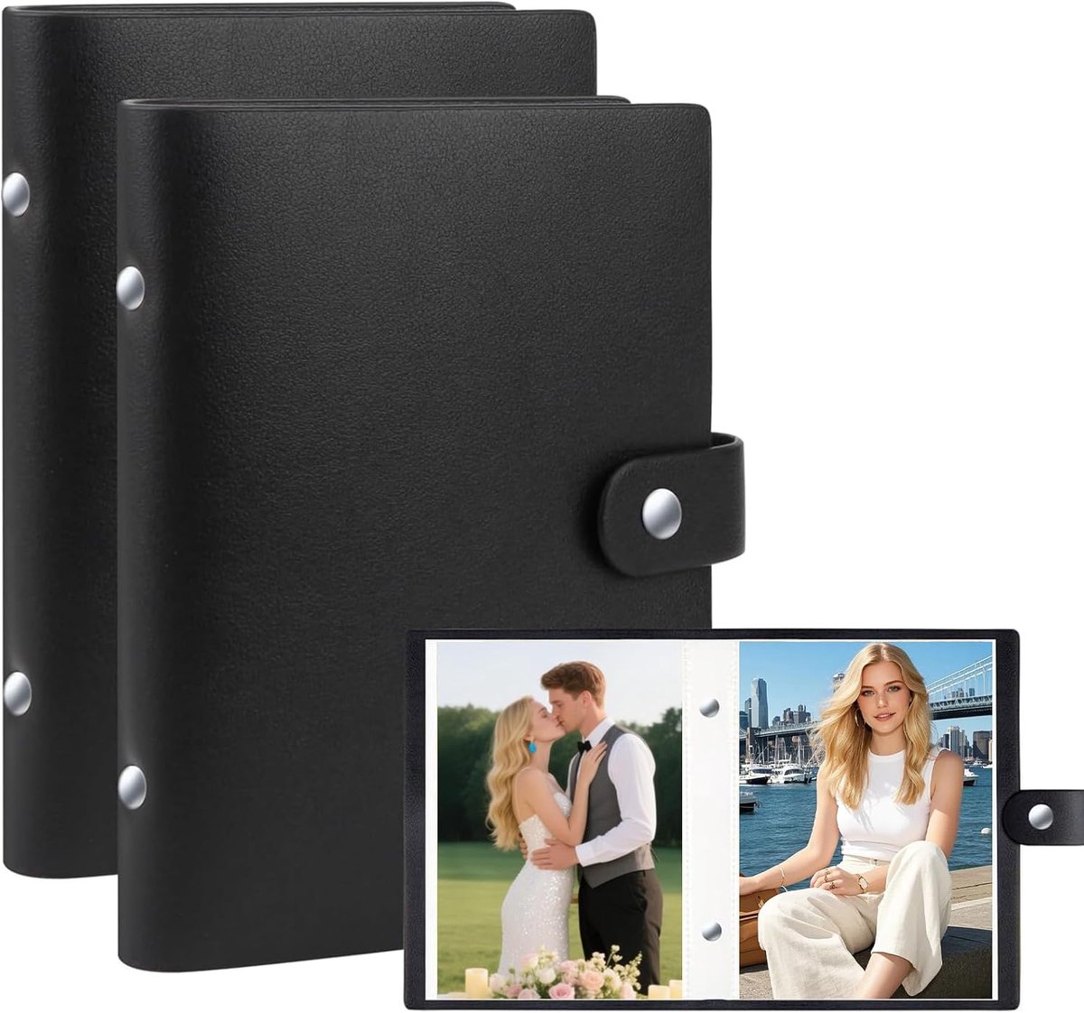 Mini fotoalbum set - 18,3 x 11,7 cm - PU leren hoes - Perfect voor familie- en babyfoto's - ShopVlot